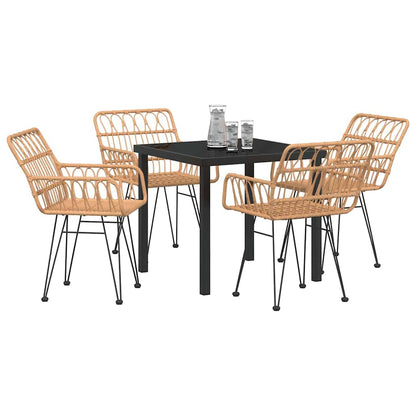 Tuin eettafelset 5 pcs Bruin Gepoedercoat staal