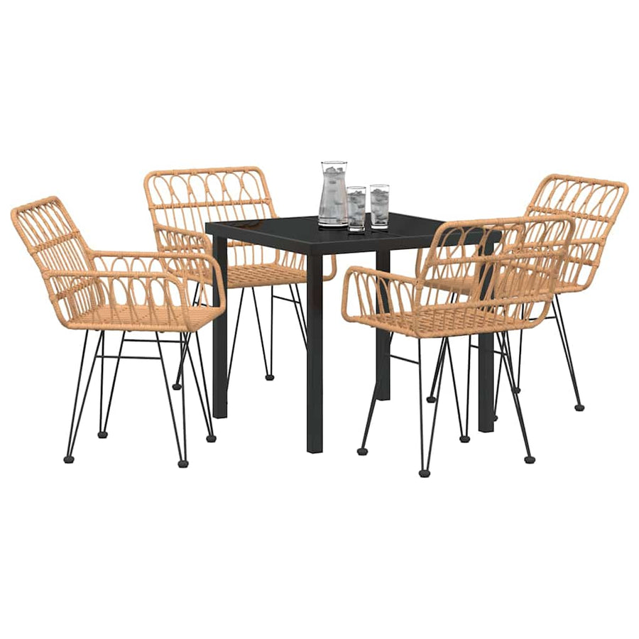 Tuin eettafelset 5 pcs Bruin Gepoedercoat staal