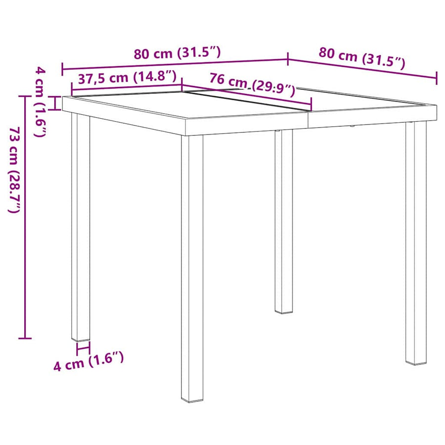 Tuin eettafelset 5 pcs Bruin Gepoedercoat staal