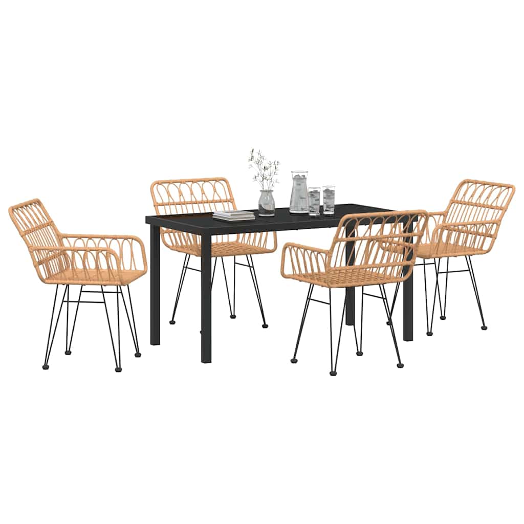 Tuin eettafelset 5 pcs Bruin Gepoedercoat staal