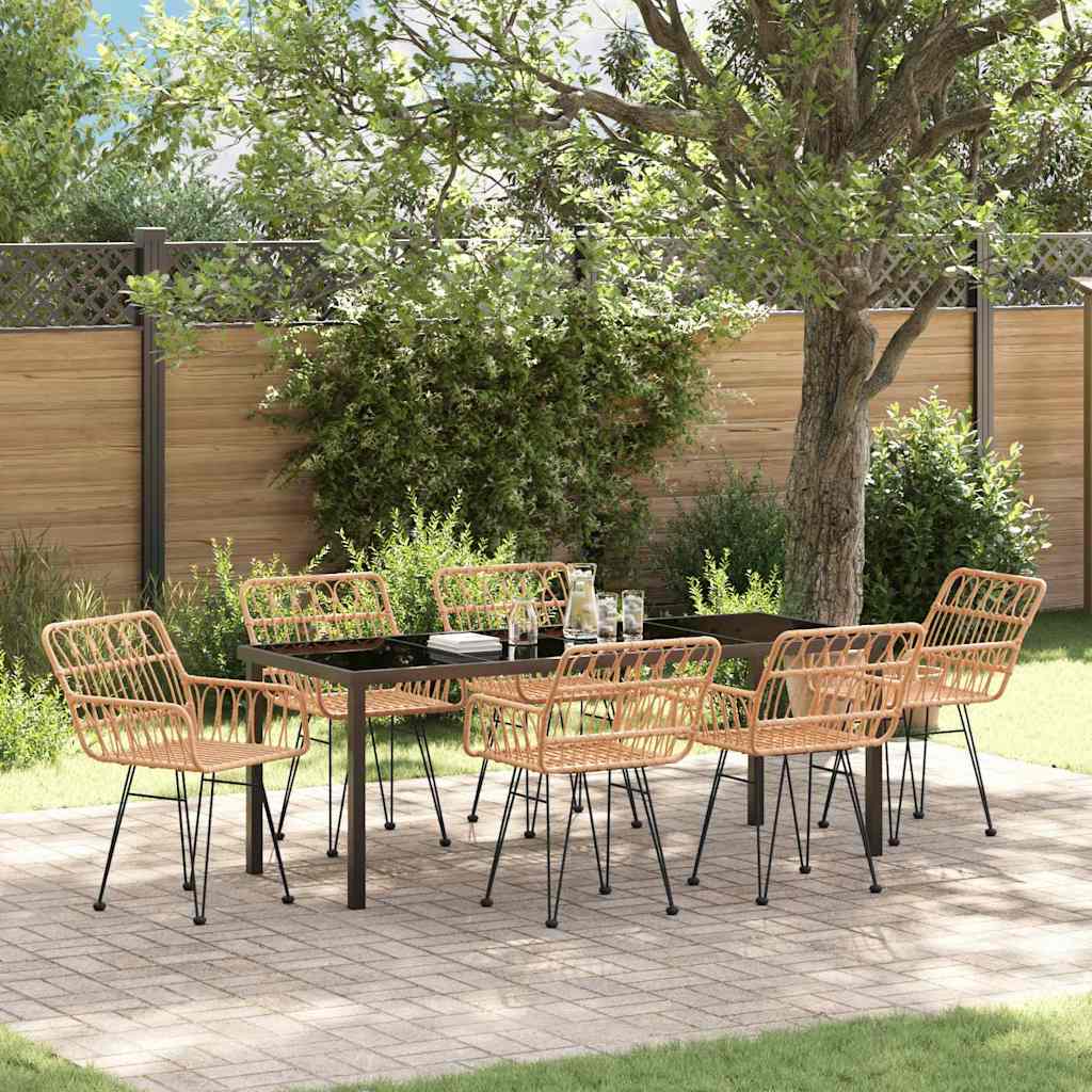 Tuin Eettafelset 7 Pcs Bruin Gepoedercoat Staal