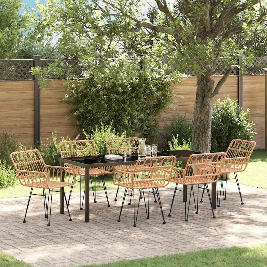 Tuin Eettafelset 7 Pcs Bruin Gepoedercoat Staal