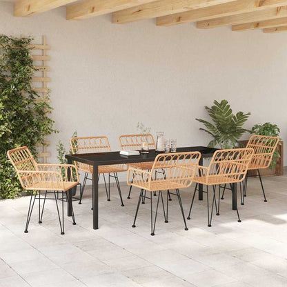 Tuin Eettafelset 7 Pcs Bruin Gepoedercoat Staal