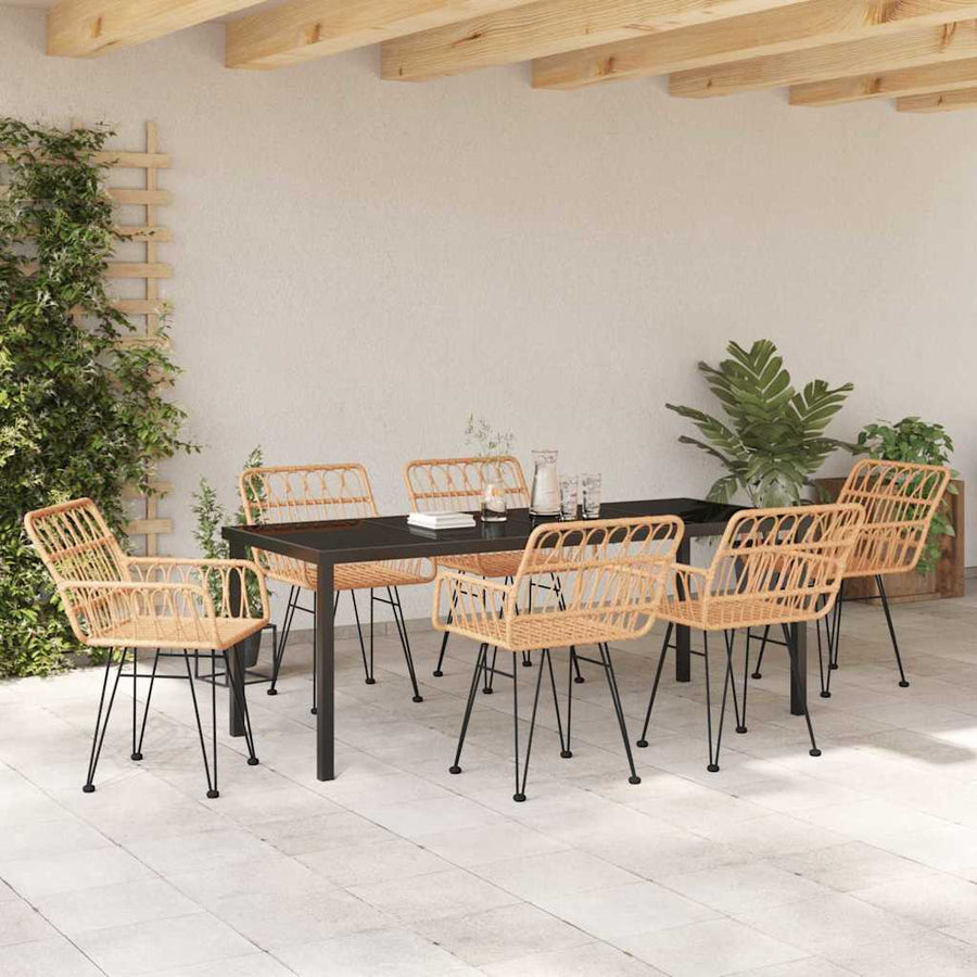 Tuin Eettafelset 7 Pcs Bruin Gepoedercoat Staal