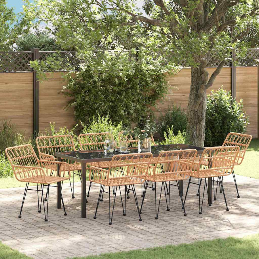 Tuin Eettafelset 9 Pcs Bruin Gepoedercoat Staal