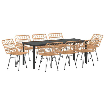 Tuin Eettafelset 9 Pcs Bruin Gepoedercoat Staal