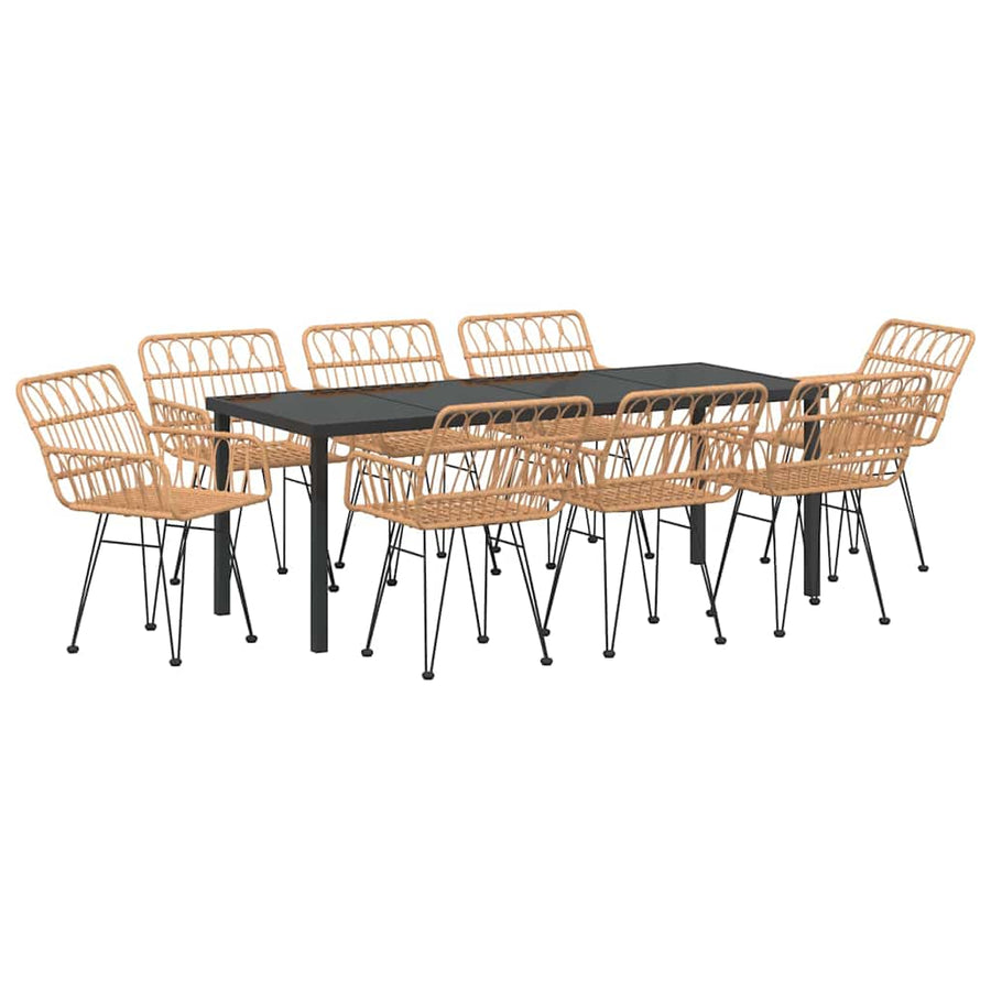 Tuin Eettafelset 9 Pcs Bruin Gepoedercoat Staal