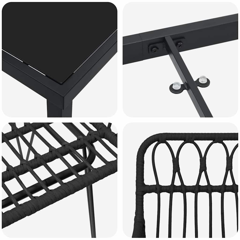 Tuin Eettafelset 7 Pcs Zwart Gepoedercoat Staal