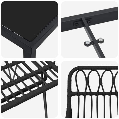 Tuin Eettafelset 7 Pcs Zwart Gepoedercoat Staal