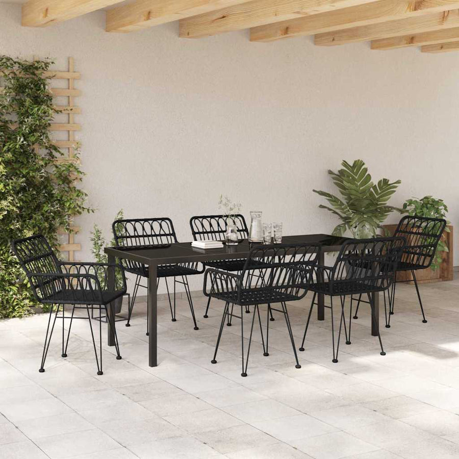 Tuin Eettafelset 7 Pcs Zwart Gepoedercoat Staal