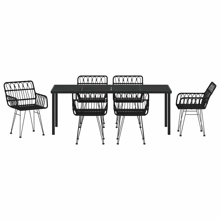 Tuin Eettafelset 7 Pcs Zwart Gepoedercoat Staal