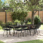 Outdoor dining set 9 pcs Black Powder-coated steel