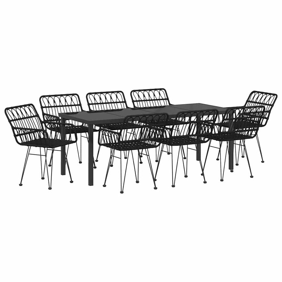 Tuin Eettafelset 9 Pcs Zwart Gepoedercoat Staal