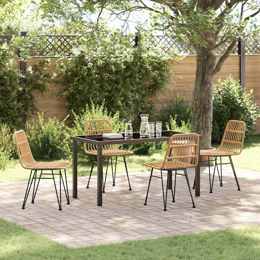 Tuin eettafelset 5 pcs Bruin Gepoedercoat staal