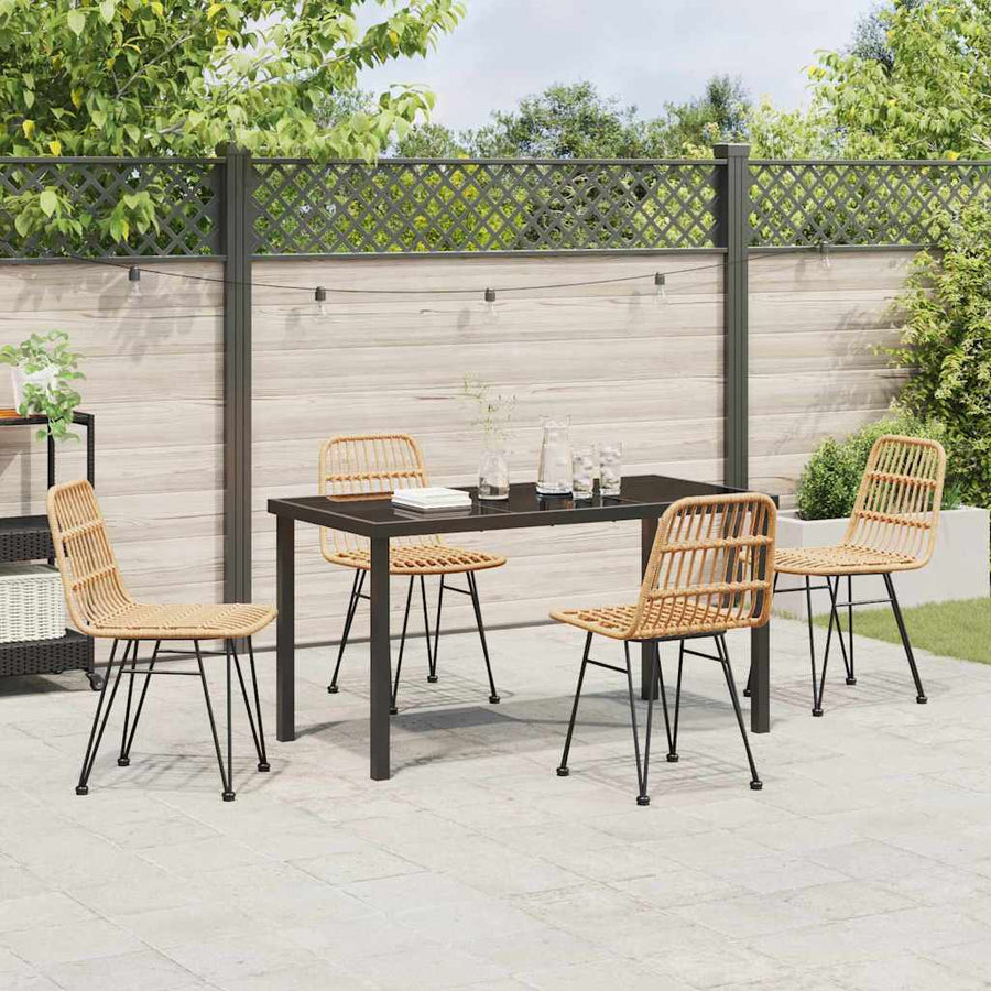 Tuin eettafelset 5 pcs Bruin Gepoedercoat staal