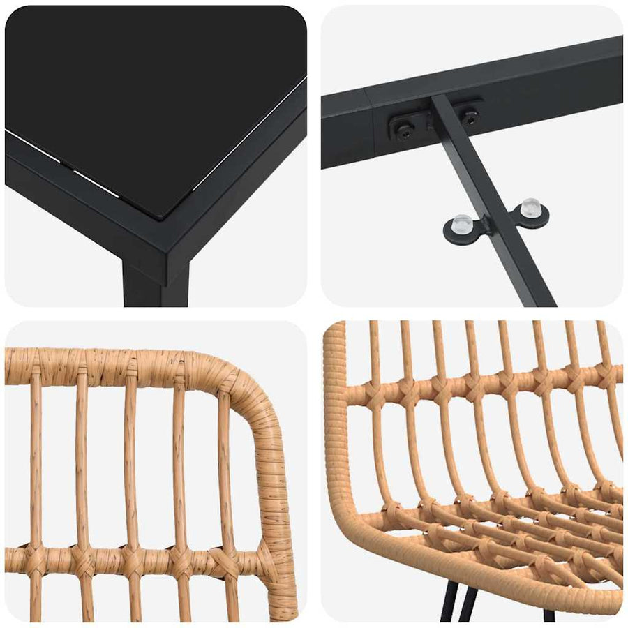 Tuin Eettafelset 7 Pcs Bruin Gepoedercoat Staal