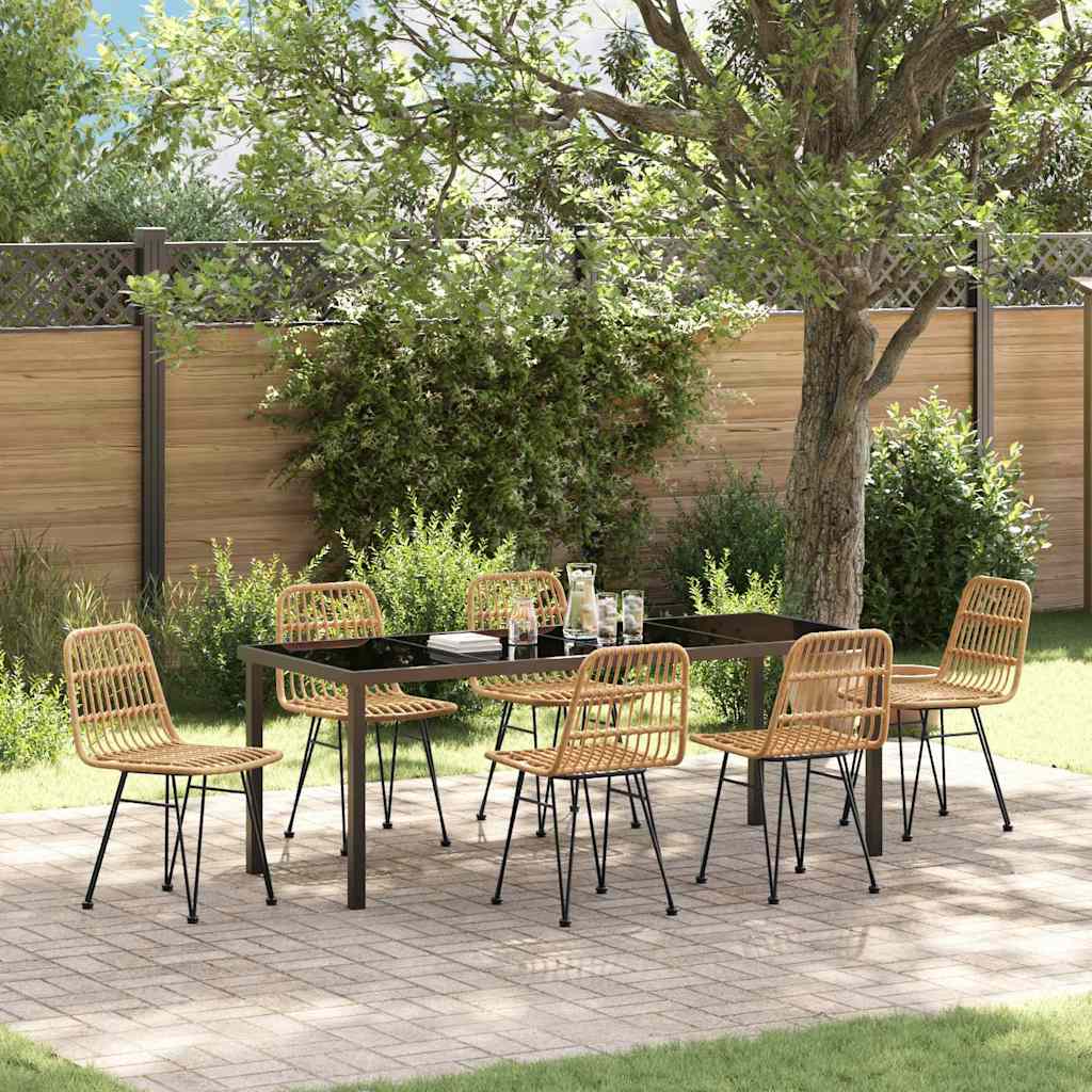 Tuin Eettafelset 7 Pcs Bruin Gepoedercoat Staal