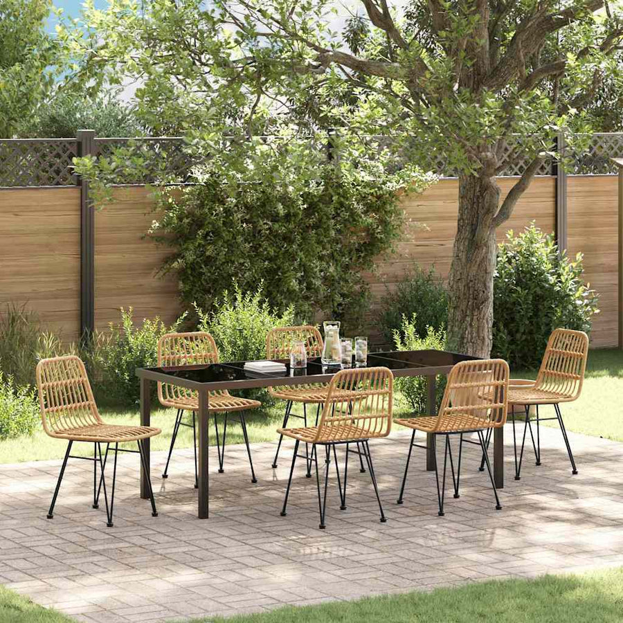 Tuin Eettafelset 7 Pcs Bruin Gepoedercoat Staal
