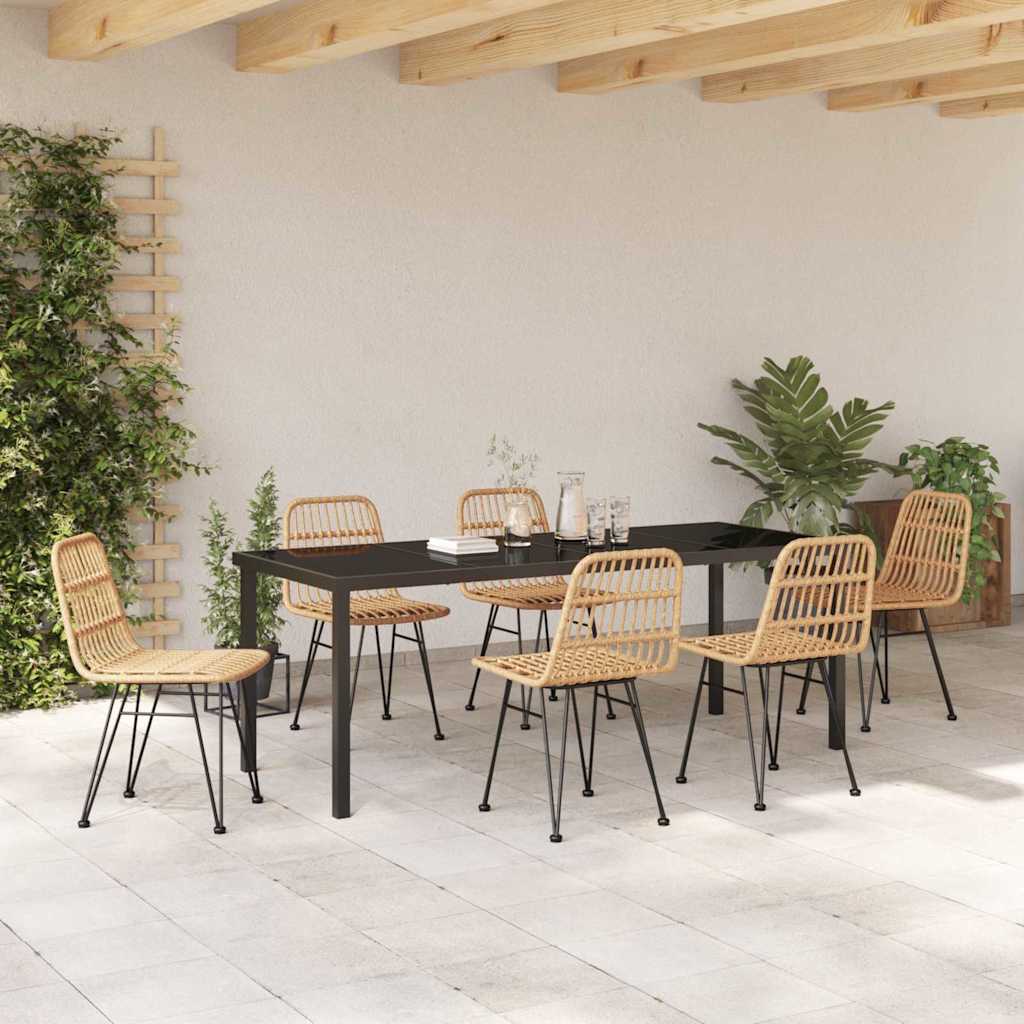 Tuin Eettafelset 7 Pcs Bruin Gepoedercoat Staal
