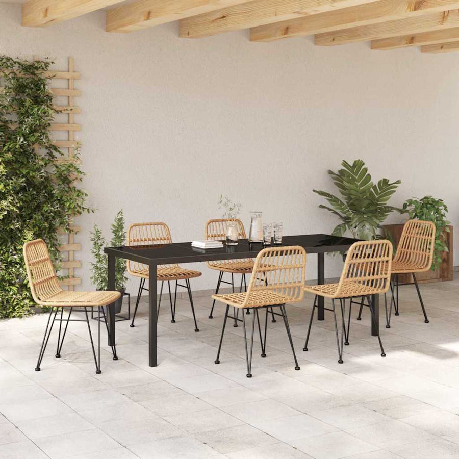 Tuin Eettafelset 7 Pcs Bruin Gepoedercoat Staal