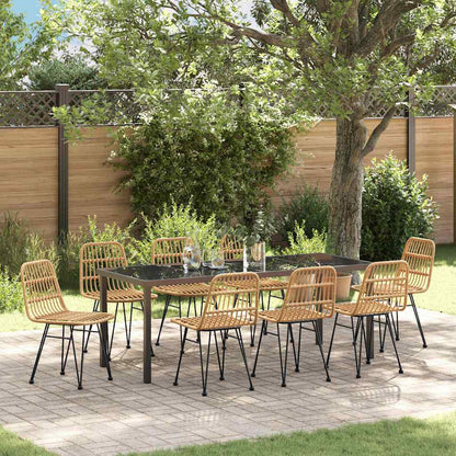 Tuin Eettafelset 9 Pcs Bruin Gepoedercoat Staal