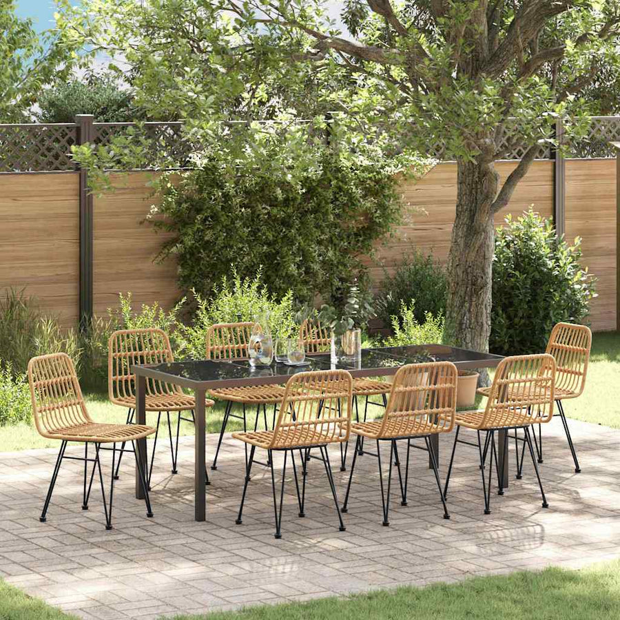 Tuin Eettafelset 9 Pcs Bruin Gepoedercoat Staal