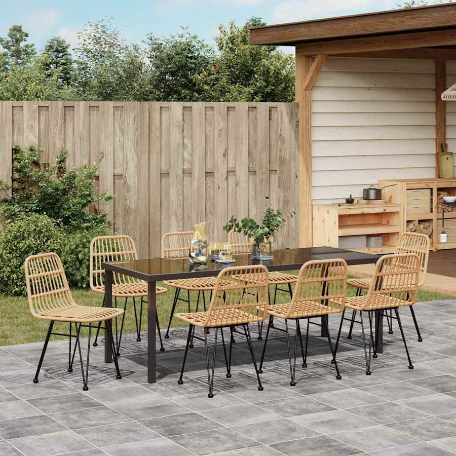 Tuin Eettafelset 9 Pcs Bruin Gepoedercoat Staal