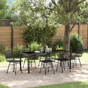 Garden dining set 7 pcs Black Powder-coated steel