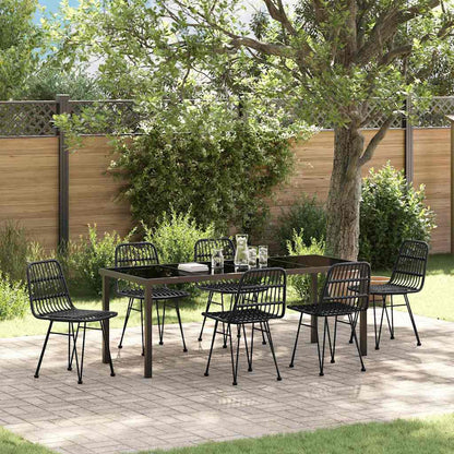 Tuin Eettafelset 7 Pcs Gepoedercoat Staal 6-persoons Zwart 200 cm