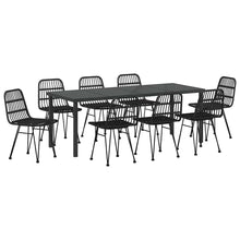 Tuin Eettafelset 9 Pcs Gepoedercoat Staal 8-persoons Zwart 200 cm
