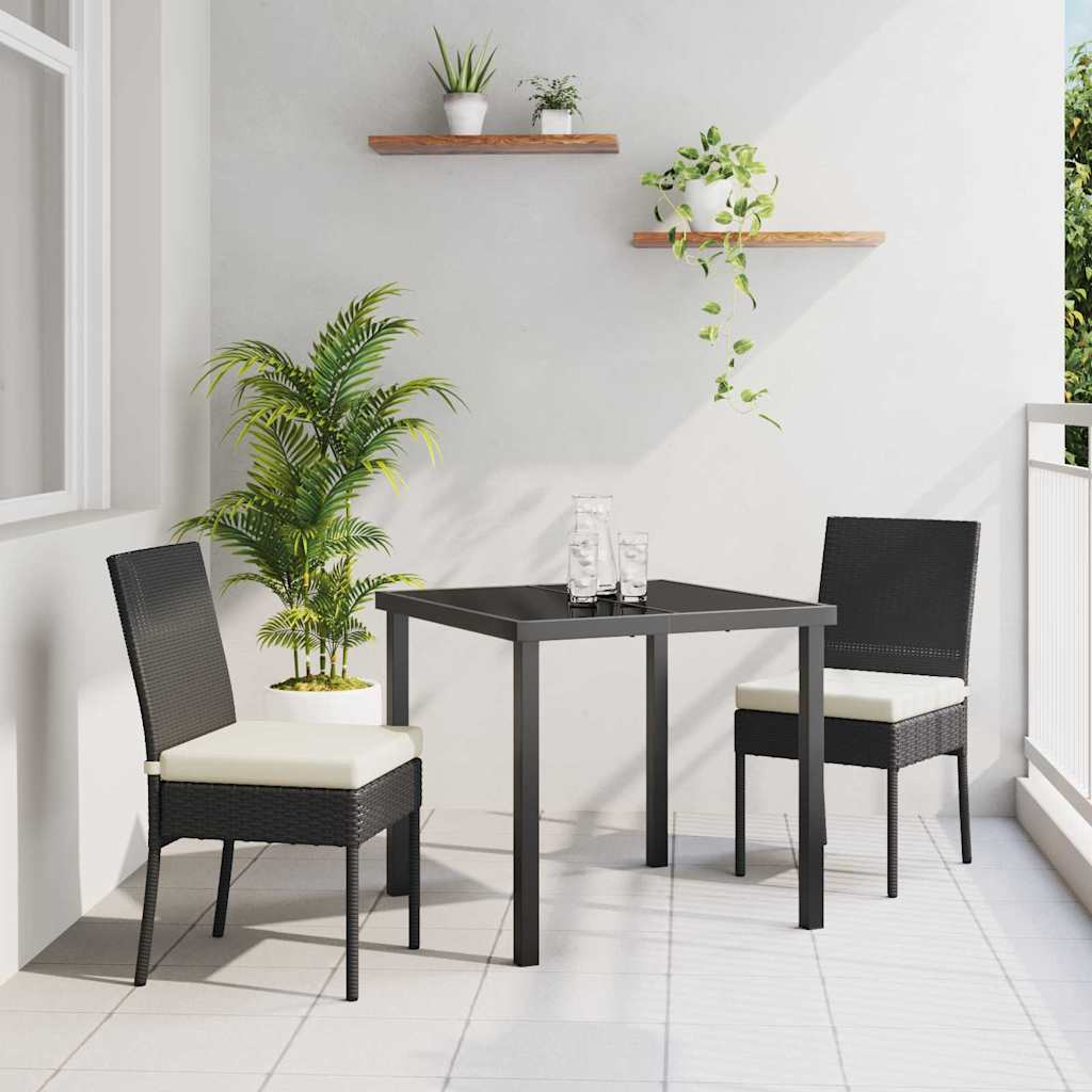 Tuin eettafelset 3 pcs Zwart Gepoedercoat staal