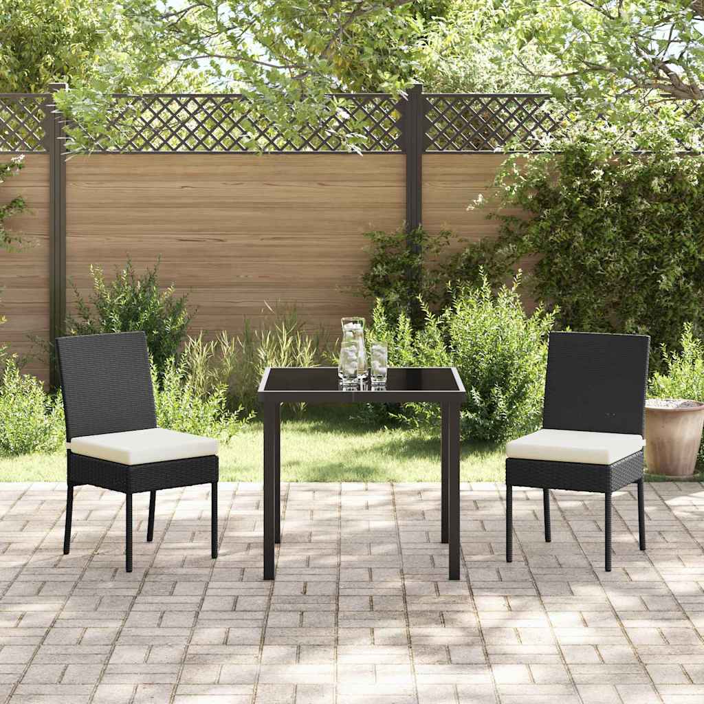 Tuin eettafelset 3 pcs Zwart Gepoedercoat staal