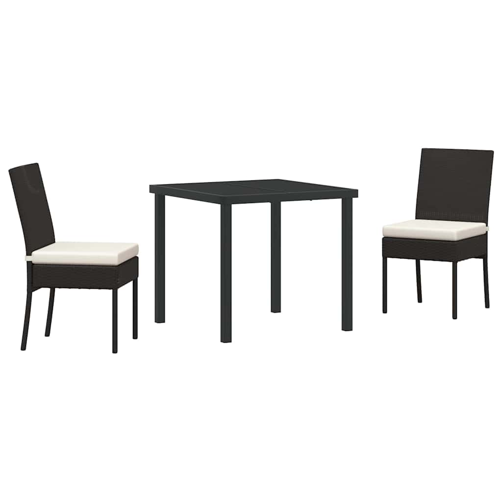 Tuin eettafelset 3 pcs Zwart Gepoedercoat staal