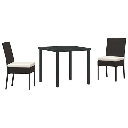 Tuin eettafelset 3 pcs Zwart Gepoedercoat staal