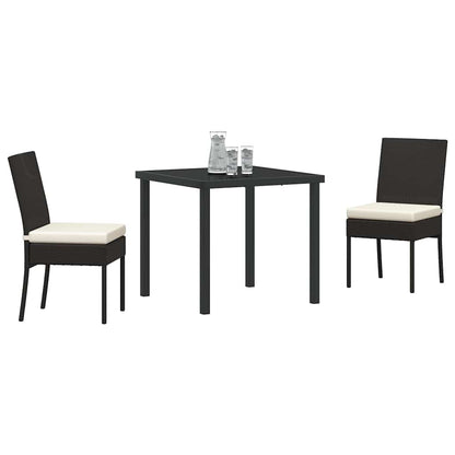 Tuin eettafelset 3 pcs Zwart Gepoedercoat staal