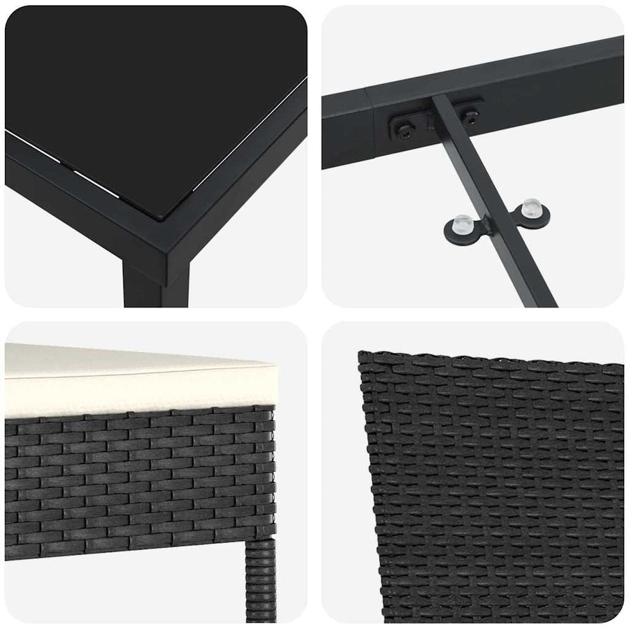 Tuin Eettafelset 7 Pcs Zwart Gepoedercoat Staal