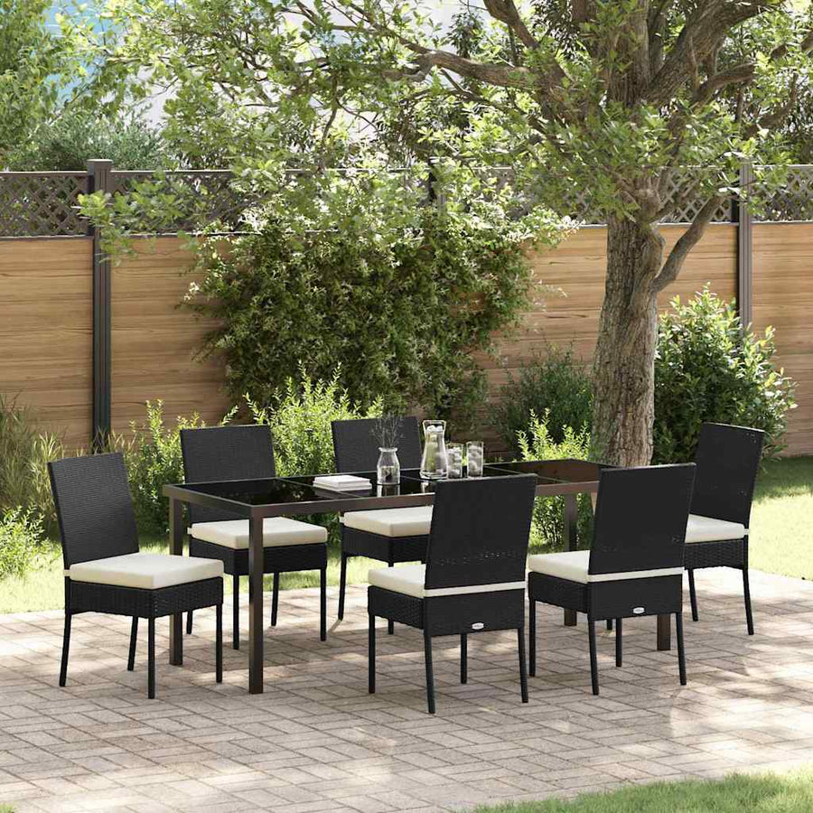 Tuin Eettafelset 7 Pcs Zwart Gepoedercoat Staal