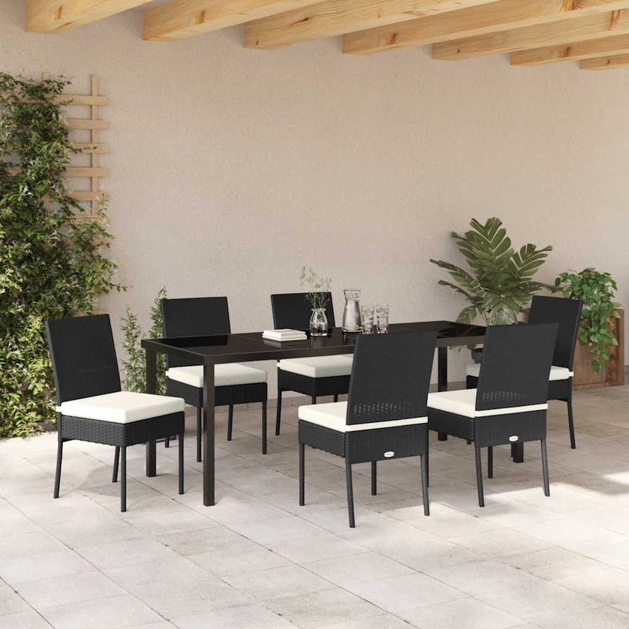 Tuin Eettafelset 7 Pcs Zwart Gepoedercoat Staal