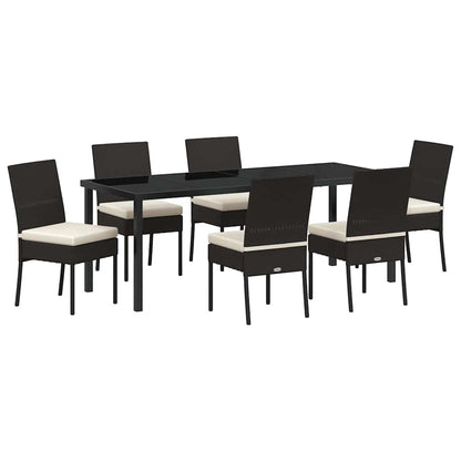 Tuin Eettafelset 7 Pcs Zwart Gepoedercoat Staal