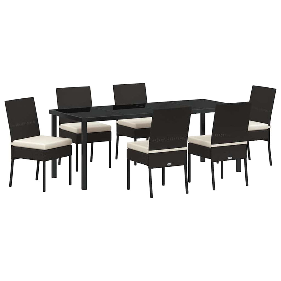 Tuin Eettafelset 7 Pcs Zwart Gepoedercoat Staal