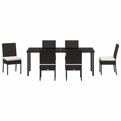 Tuin Eettafelset 7 Pcs Zwart Gepoedercoat Staal