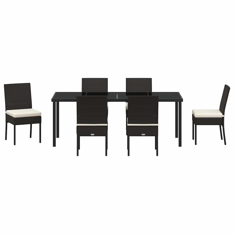 Tuin Eettafelset 7 Pcs Zwart Gepoedercoat Staal