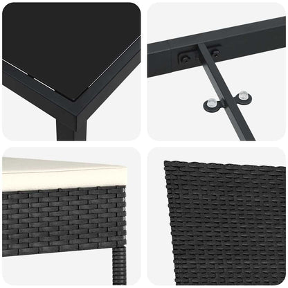 Tuin Eettafelset 9 Pcs Zwart Gepoedercoat Staal