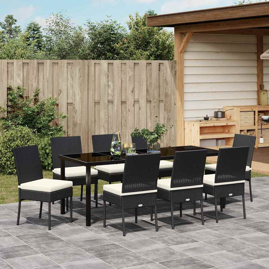 Tuin Eettafelset 9 Pcs Zwart Gepoedercoat Staal