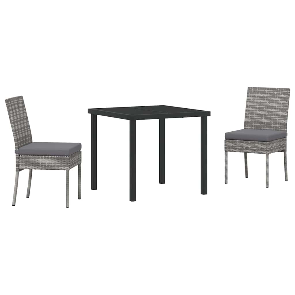 Tuin eettafelset 3 pcs Grijs Gepoedercoat staal