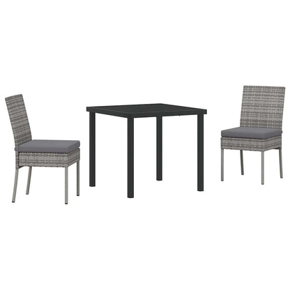 Tuin eettafelset 3 pcs Grijs Gepoedercoat staal