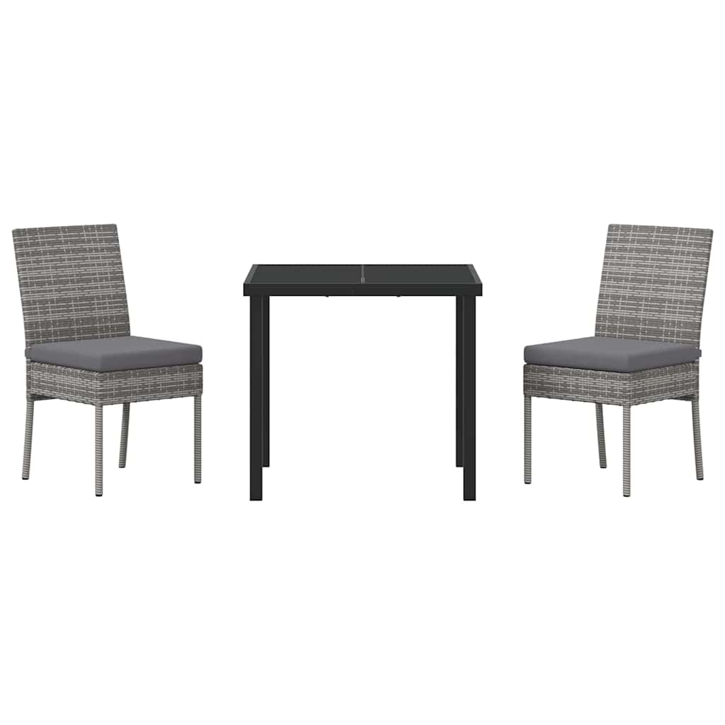 Tuin eettafelset 3 pcs Grijs Gepoedercoat staal