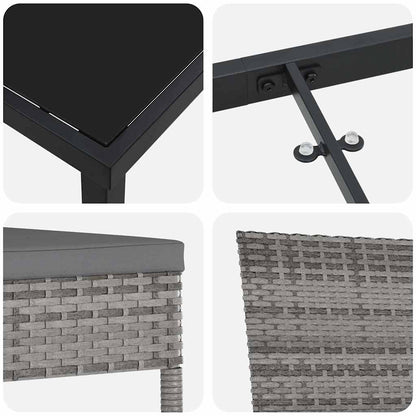 Tuin Eettafelset 7 Pcs Grijs Gepoedercoat Staal
