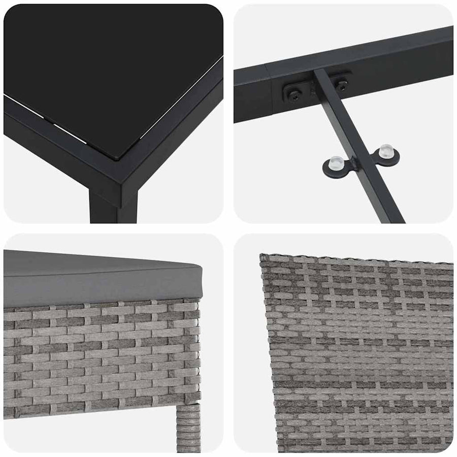 Tuin Eettafelset 7 Pcs Grijs Gepoedercoat Staal
