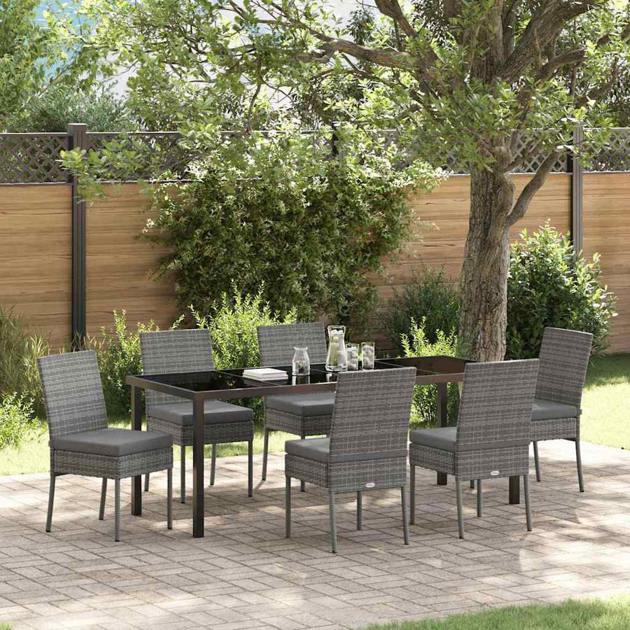 Tuin Eettafelset 7 Pcs Grijs Gepoedercoat Staal